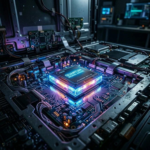 Glowing computer microchip inside a smart TV illustrating streaming processing power vs native apps